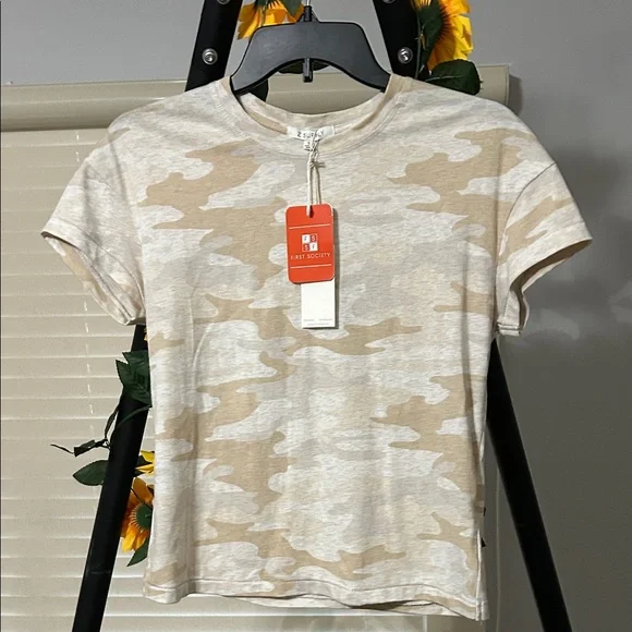 Z Supply Cream Camo Short Sleeve Tee - Picture 1 of 3